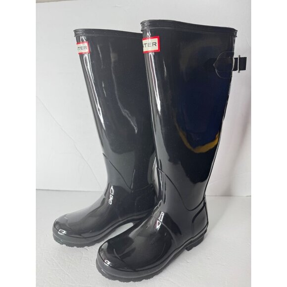 NEW Hunter Original Back Adjustable Gloss Rain Boots Black EU 36 US 5 UK 3 - Picture 4 of 8